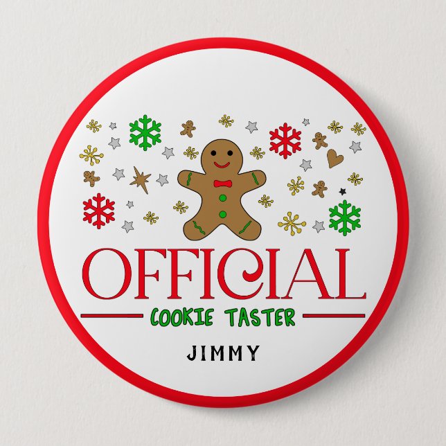 Bóton Redondo 10.16cm Funny Official Cookie Taster Christmas Personalize (Frente)