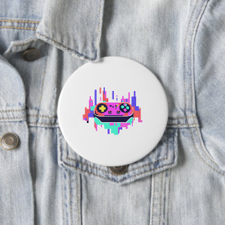 Bóton Redondo 10.16cm Gaming controller pixelated badge rond 10cm