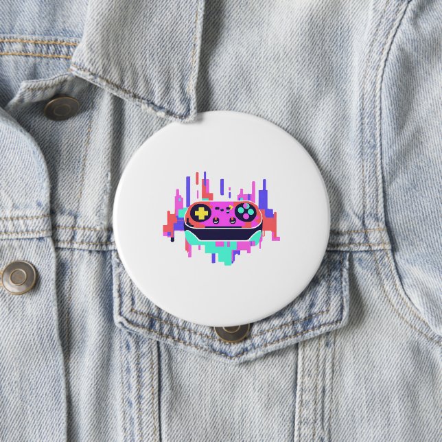 Bóton Redondo 10.16cm Gaming controller pixelated badge rond 10cm (In Situ)