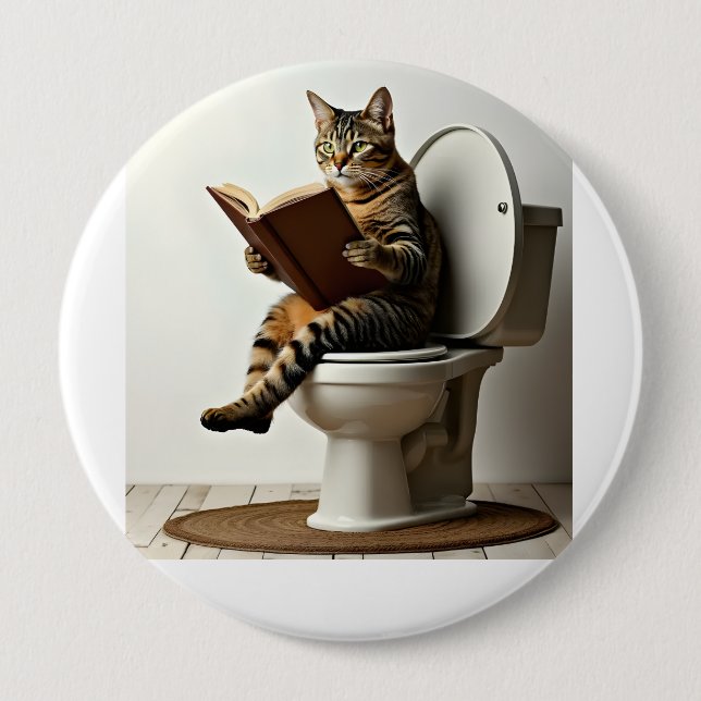 Bóton Redondo 10.16cm Gato Feliz: Design de Gatinhos Gons Bonitos para G (Frente)