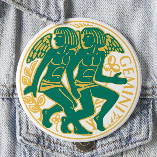 Bóton Redondo 10.16cm Gemini Sinal do Zodíaco em um (Criador carregado)