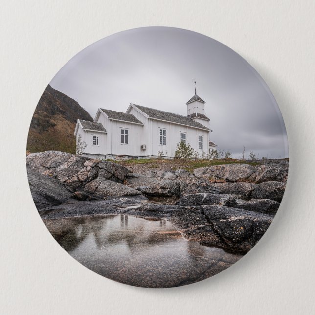 Bóton Redondo 10.16cm Gimsoy Church Lofoten Noruega (Frente)