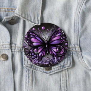 Bóton Redondo 10.16cm Gótico Caprichoso Borboleta Roxa Personalizada