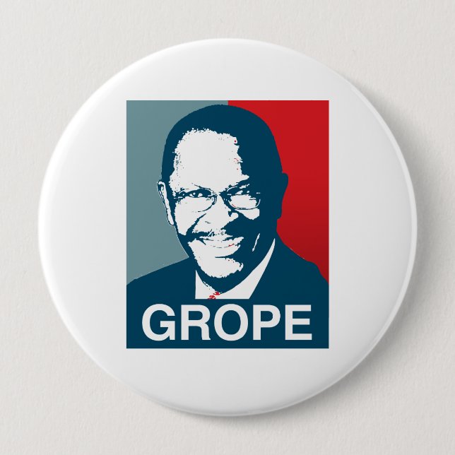 Bóton Redondo 10.16cm Grope de Herman Cain (Frente)