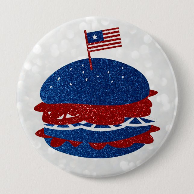 Bóton Redondo 10.16cm Hamburger 4 de Julho Brilho (Frente)