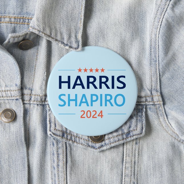 Bóton Redondo 10.16cm Harris Shapiro 2024 Kamala Harris Democrata (In Situ)
