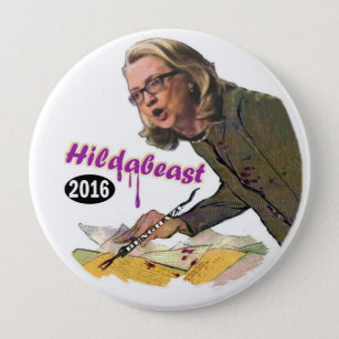 Bóton Redondo 10.16cm Hildabeast: Hillary Clinton