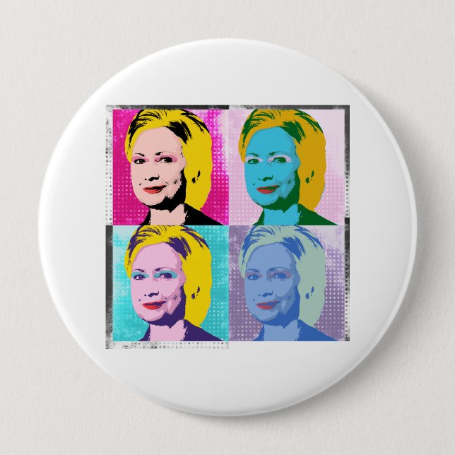 Bóton Redondo 10.16cm hillary 2016 arte pop - -  (Frente)