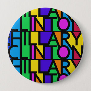Bóton Redondo 10.16cm Hillary Clinton colorida 2016 botões