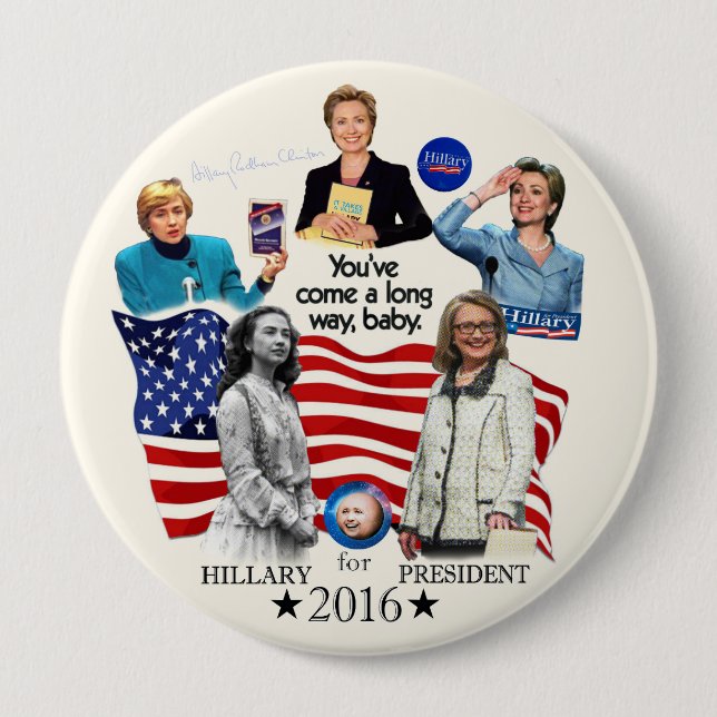 Bóton Redondo 10.16cm Hillary para o presidente 2016 (Frente)