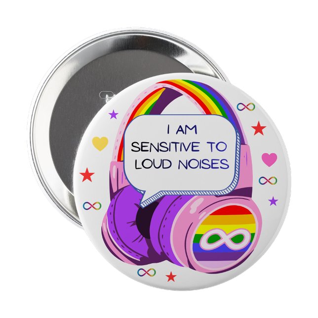 Bóton Redondo 10.16cm I have sensory issues Pin Button Badge (I have sensory issues Pin Autism Badge)