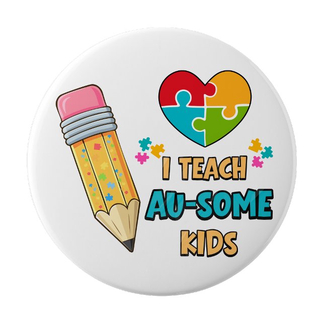 Bóton Redondo 10.16cm I teach Au-some kids Teacher Autism pin button (I teach au-some kids pin button)