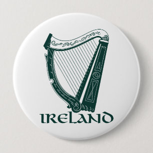 Bóton Redondo 10.16cm Ireland Harp Design, Irish Harp