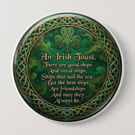 Bóton Redondo 10.16cm Irish Toast, Celtic Knot Pin, Friendship Gift,