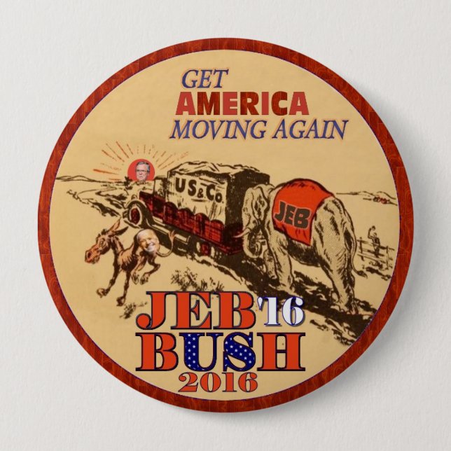 Bóton Redondo 10.16cm Jeb Bush 2016 (Frente)