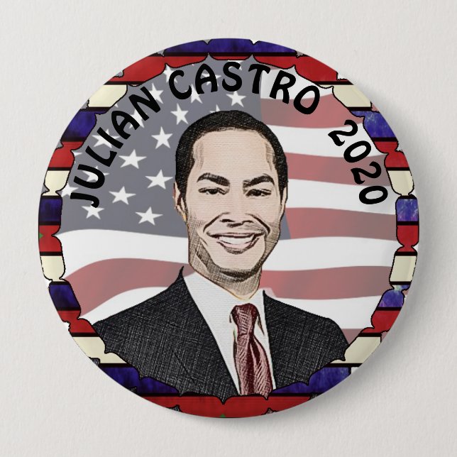 Bóton Redondo 10.16cm Julian Castro para o apoio eleitoral do Presidente (Frente)