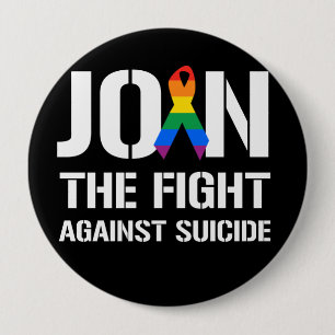 Bóton Redondo 10.16cm Junte-se à luta contra o suicídio de LGBT