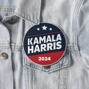 Bóton Redondo 10.16cm Kamala Harris 2024 Para Presidente Eleição Retro