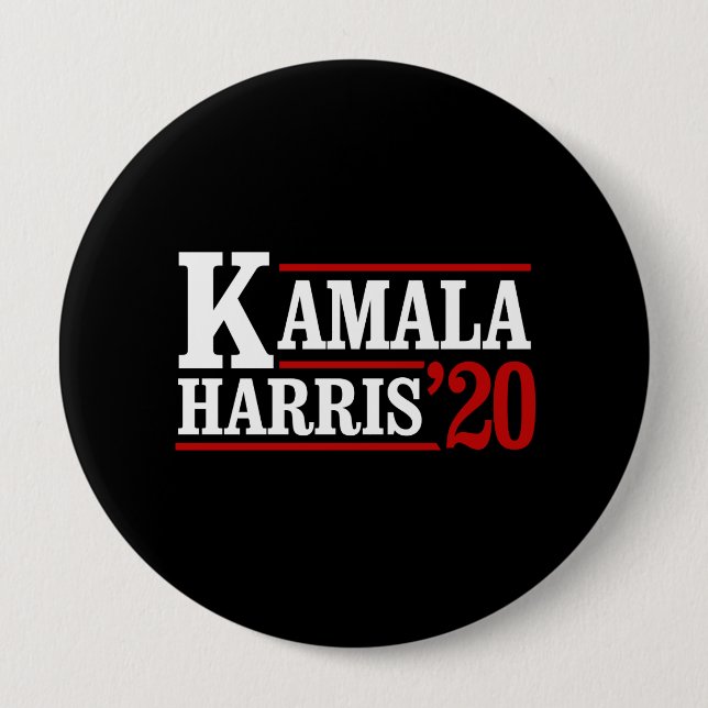 Bóton Redondo 10.16cm Kamala Harris para o Presidente em 2020 - branco - (Frente)
