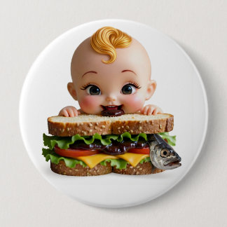 Bóton Redondo 10.16cm Kewpie Fan Burger Boneca Grande Insígnia