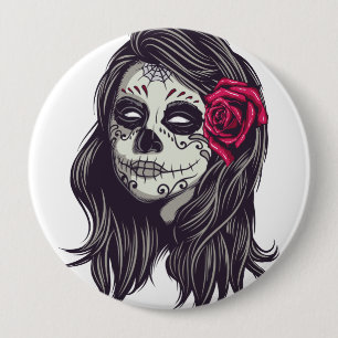 Bóton Redondo 10.16cm La Catrina - Dia De Los Muertos
