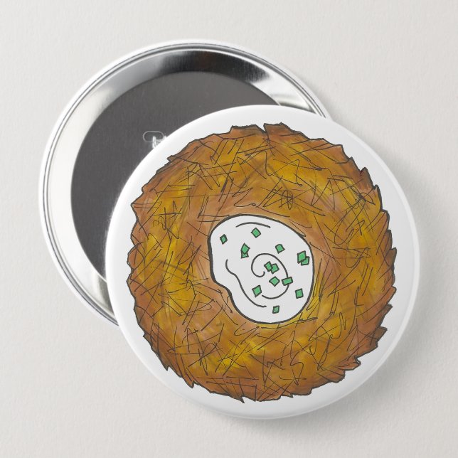 Bóton Redondo 10.16cm Latkes Potato Pancake Hanukkah Comida de Feriado J (Frente & Verso)