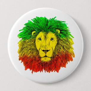 Bóton Redondo 10.16cm leão rasta cabeça vermelho verde amarelo Jamaica r