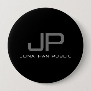 Bóton Redondo 10.16cm Letra inicial Monograma Nome Modelo preto