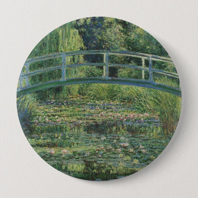 Bóton Redondo 10.16cm Lily Pond, Painting Oil Landscape, Monet (Frente)
