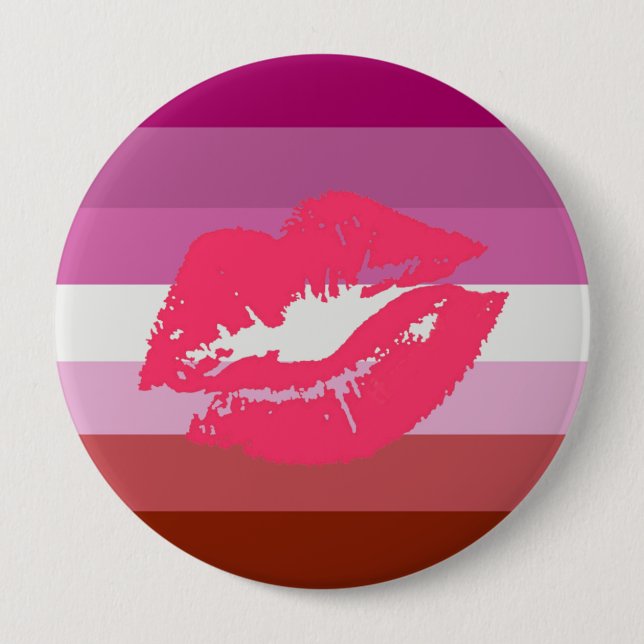 BÓTON REDONDO 10.16CM LIPSTICK LESBIAN PRIDE FLAG STRIPES DESIGN - 2014 (Frente)