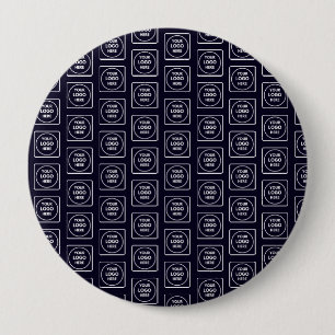 Bóton Redondo 10.16cm Logotipo ou imagem personalizados com design azul-