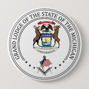 Bóton Redondo 10.16cm Loja de Freemasonry do estado de Michigan