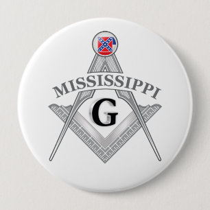 Bóton Redondo 10.16cm Loja de Freemasonry do estado do Mississippi