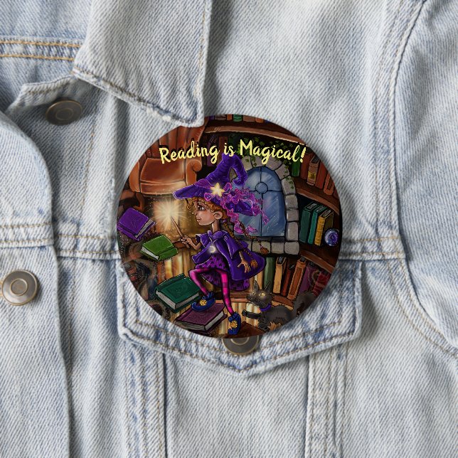 Bóton Redondo 10.16cm Magia na Biblioteca 'Ler é Mágico' (In Situ)