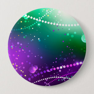 Bóton Redondo 10.16cm Mardi Gras Festivo Purple Background