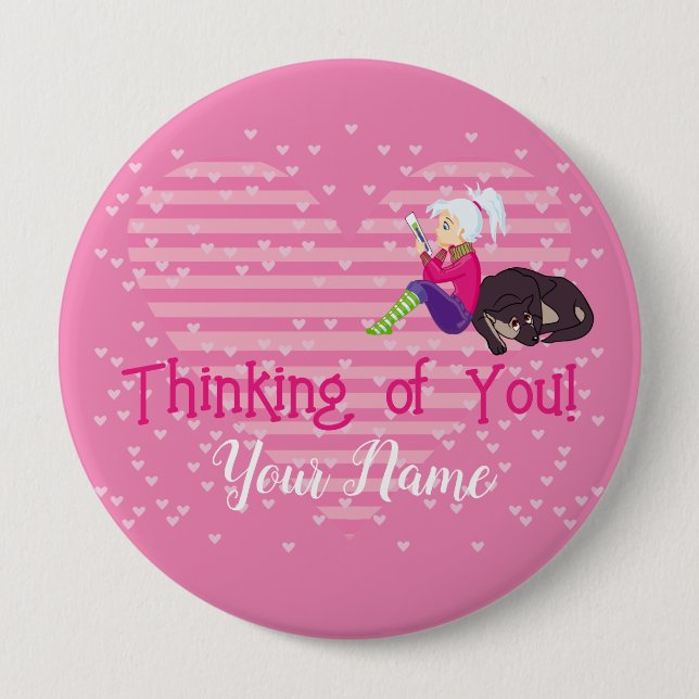 Bóton Redondo 10.16cm Menina apaixonada (Frente)