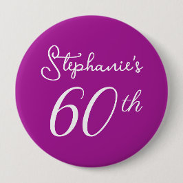 Bóton Redondo 10.16cm Monograma 60ª Festa de aniversário Rosa Escuro Ele