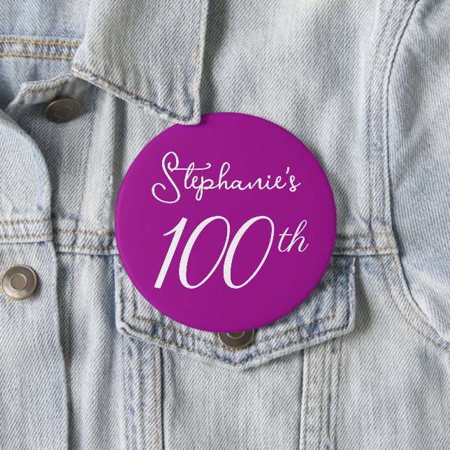 Bóton Redondo 10.16cm Monograma Rosa Escuro Elegante 100º Aniversário (In Situ)