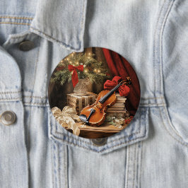 Bóton Redondo 10.16cm Música Violina de Natal