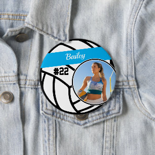 Bóton Redondo 10.16cm Nome do Pino de Volei Número da Camisa Foto Botão