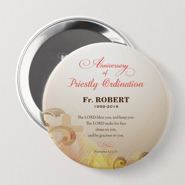 Bóton Redondo 10.16cm Nome e ano personalizados, 60.a ordenação principa (Frente & Verso)