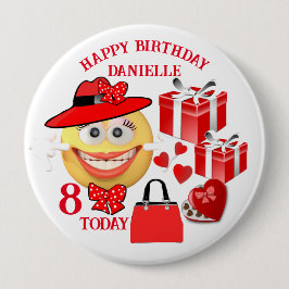 Bóton Redondo 10.16cm Nome Personalizado e Emoji Sorridente com presente