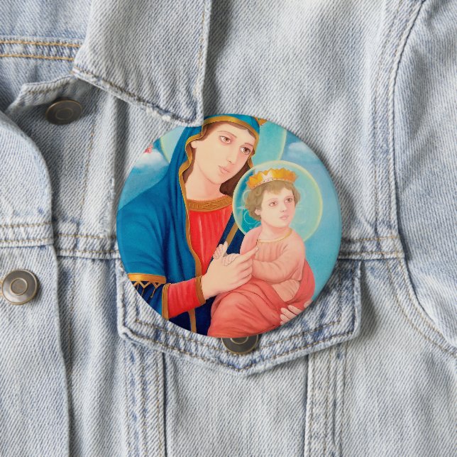 Bóton Redondo 10.16cm Nossa Senhora Perpétua Ajuda Católica (In Situ)