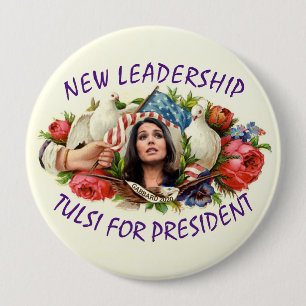 Bóton Redondo 10.16cm Novo líder: Tulsi para Presidente