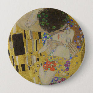 Bóton Redondo 10.16cm O Beijo, Pintura a Óleo Art Nouveau, Gustav Klimt