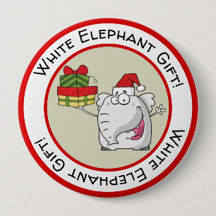 Bóton Redondo 10.16cm O Elefante Branco Santa Hat dá cartoon