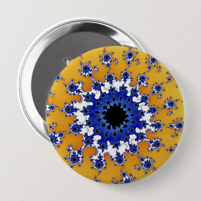 Bóton Redondo 10.16cm Olho Dourado e Azul (Frente & Verso)