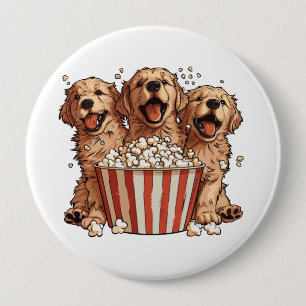 Bóton Redondo 10.16cm Ouro Retriever Cães Filme Popcorn Balde