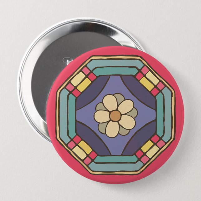 Bóton Redondo 10.16cm Padrão coreano tradicional (Frente & Verso)