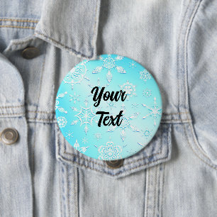 Bóton Redondo 10.16cm Padrão Crystal Snowflakes